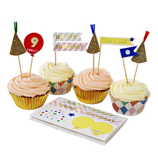 Meri Meri Patterned Birthday Sticker Cupcake Kit