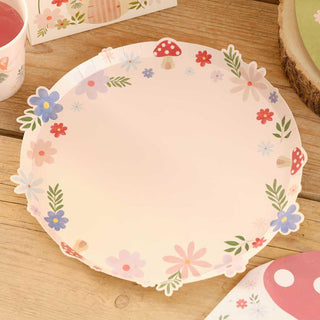 Ginger Ray | Floral Paper Plates with Toadstools | Fairy Party Supplies NZ