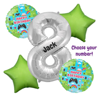 Gaming Number Balloon Bouquet | Level Up Gaming Party Supplies NZ