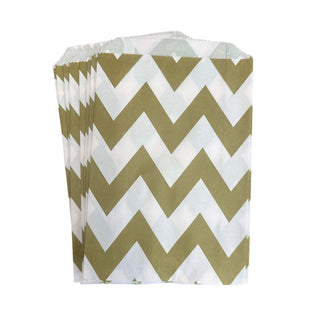 Gold and White Chevron Party Bags - 12 Pkt