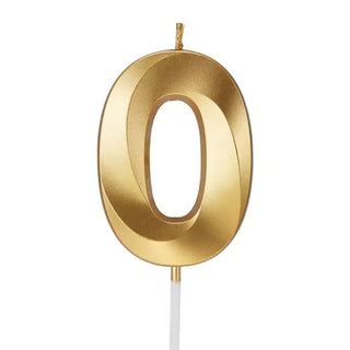 Metallic Gold Number 0 Candle | Gold Cake Decorations NZ