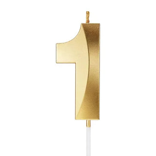 Metallic Gold Number 1 Candle | Gold Cake Decorations NZ