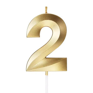 Metallic Gold Number 2 Candle | Gold Cake Decorations NZ