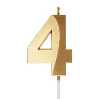 Metallic Gold Number 4 Candle | Gold Cake Decorations NZ