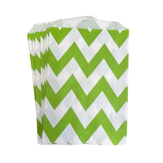 Green and White Chevron Party Bags - 12 Pkt