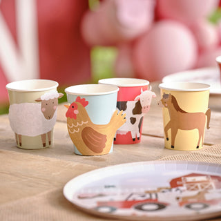 Ginger Ray Farm Party Supplies | Ginger Ray Farm Party Cups | Farm Party Cups | Paper Party Cups | Farm Animal Party Tableware