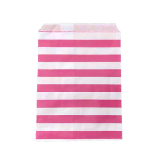 Hot Pink and White Striped Party Bags - 12 Pkt