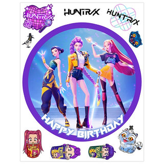 KPop Demon Hunters Huntrix Girls Edible Icing Cake Image with FREE Edible Icons