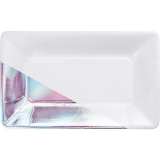 White & Iridescent Rectangular Plates | Rectangular Plates nz