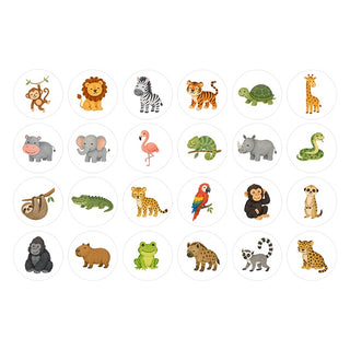 Watercolour Jungle Safari Animals Edible Icing Cupcake Images