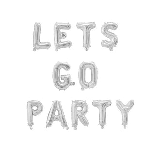 Lets Go Party Silver Foil Balloon Bunting