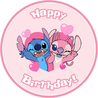 Stitch & Angel Edible Icing Cake Image