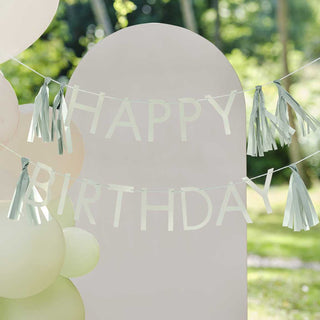 Ginger Ray Sage Green Happy Birthday Bunting Decoration