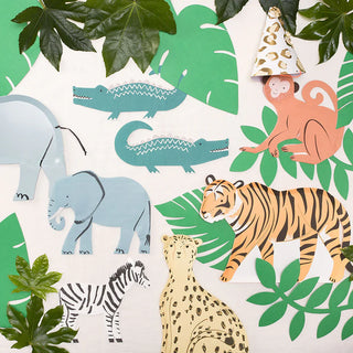 Meri Meri Tiger Party Plates| Tiger Shaped Party Plates | Jungle Safari Animal Party Supplies