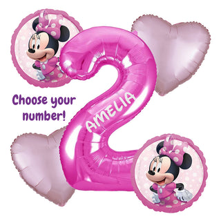 Minnie Mouse Number Balloon Bouquet | Minnie Mouse Party Supplies NZ