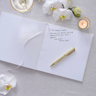 Ginger Ray White Embossed Wedding Guest Book