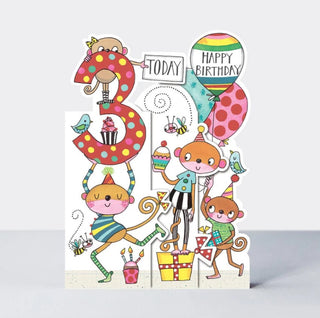 3rd Birthday Cards | Monkey Birthday Card | Monkey Jungle Safari Party 