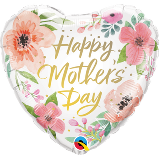 Happy Mothers Pink Floral Heart Foil Balloon