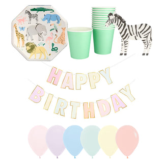 Neon Pastel Safari Animal Party Pack