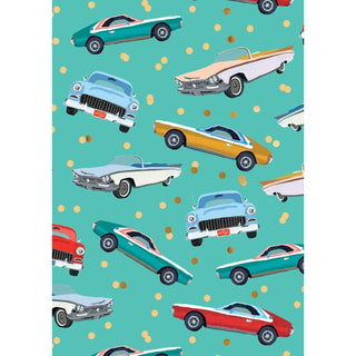 Vintage Car Folded Gift Wrap | Car Party Supplies NZ