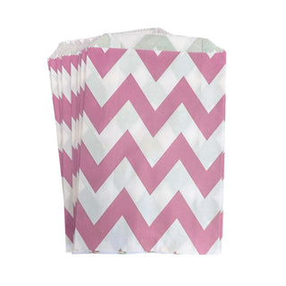 Pale Pink and White Chevron Party Bags - 12 Pkt
