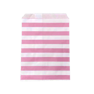 Pale Pink & White Stripe Party Bags - 12 Pkt