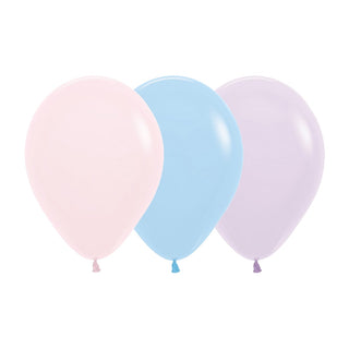 Pastel Matte Pink, Blue & Lilac Balloons - 12 Pkt