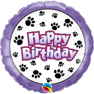 Paw Print Happy Birthday Foil Balloon