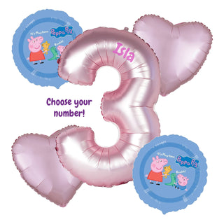 Peppa Pig Number Balloon Bouquet | Peppa Pig Party Supplies NZ