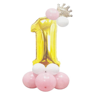 Gold & Pink Princess Number 1 Balloon Sculpture Kit | 1st Birthday Party Supplies NZ