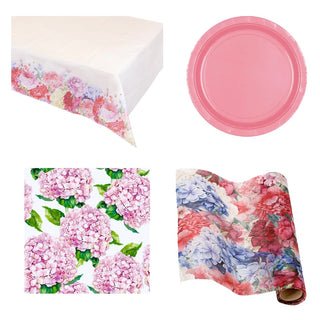 Pink Floral Party Tableware Pack