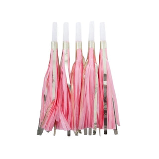 Pink & Gold Tassel Party Horns | Pink & Gold Tassel Party Blowouts | Pink & Gold  Horns | Pink & Gold Blowouts | NZ Party Supplies |