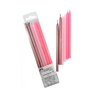 Tall Pink Mix Candles - 12 Pkt