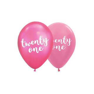 Pink Twenty One Script Balloon - 5 Pkt