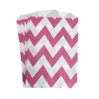 Hot Pink and White Chevron Party Bags - 12 Pkt