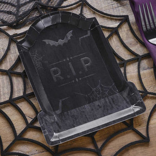 Ginger Ray Embossed Tombstone Halloween Plates - 8 Pkt