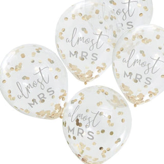Ginger Ray Almost Mrs Gold Hen Party Confetti Balloons – 5 Pkt