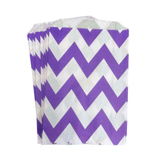 Purple and White Chevron Party Bags - 12 Pkt