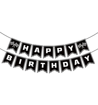 Checkered Racing Flags Happy Birthday Banner | Race Car Party Supplies NZ