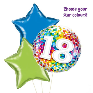 Custom Rainbow 18 Foil Balloon Bouquet | 18th Birthday Party Supplies NZ