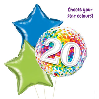 Custom Rainbow 20 Foil Balloon Bouquet | 20th Birthday Party Supplies NZ