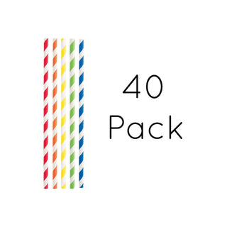Rainbow Mix Striped Paper Straws | Rainbow Party Supplies NZ