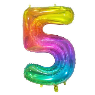 Giant Rainbow Number 5 Foil Balloon | Rainbow Party Supplies NZ