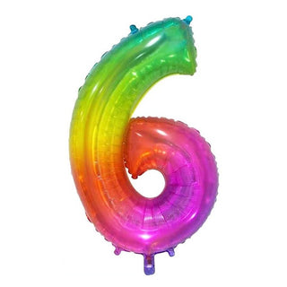 Giant Rainbow Number Foil Balloon - 6