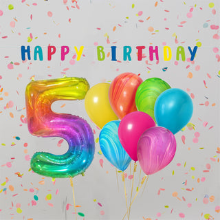 Rainbow 5th Birthday Balloons | 5th Birthday Party Supplies NZ