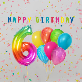 Rainbow 6th Birthday Balloons | 6th Birthday Party Supplies NZ