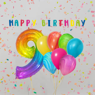 Rainbow 9th Birthday Balloons | 9th Birthday Party Supplies NZ
