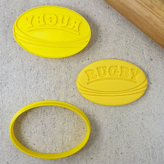 Rugby Ball Cookie Cutter & Embosser Set