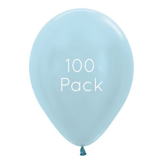 Sempertex | Satin Pearl Blue Balloons 100 Pack | Blue Party Supplies NZ