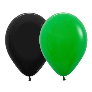 Shamrock Green & Black Balloons - 12 Pkt
